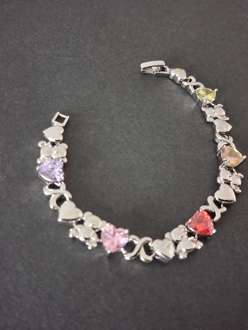 Multicolor Heart Crystal & Teddy Bears Tennis Bracelet - Women Jewelry